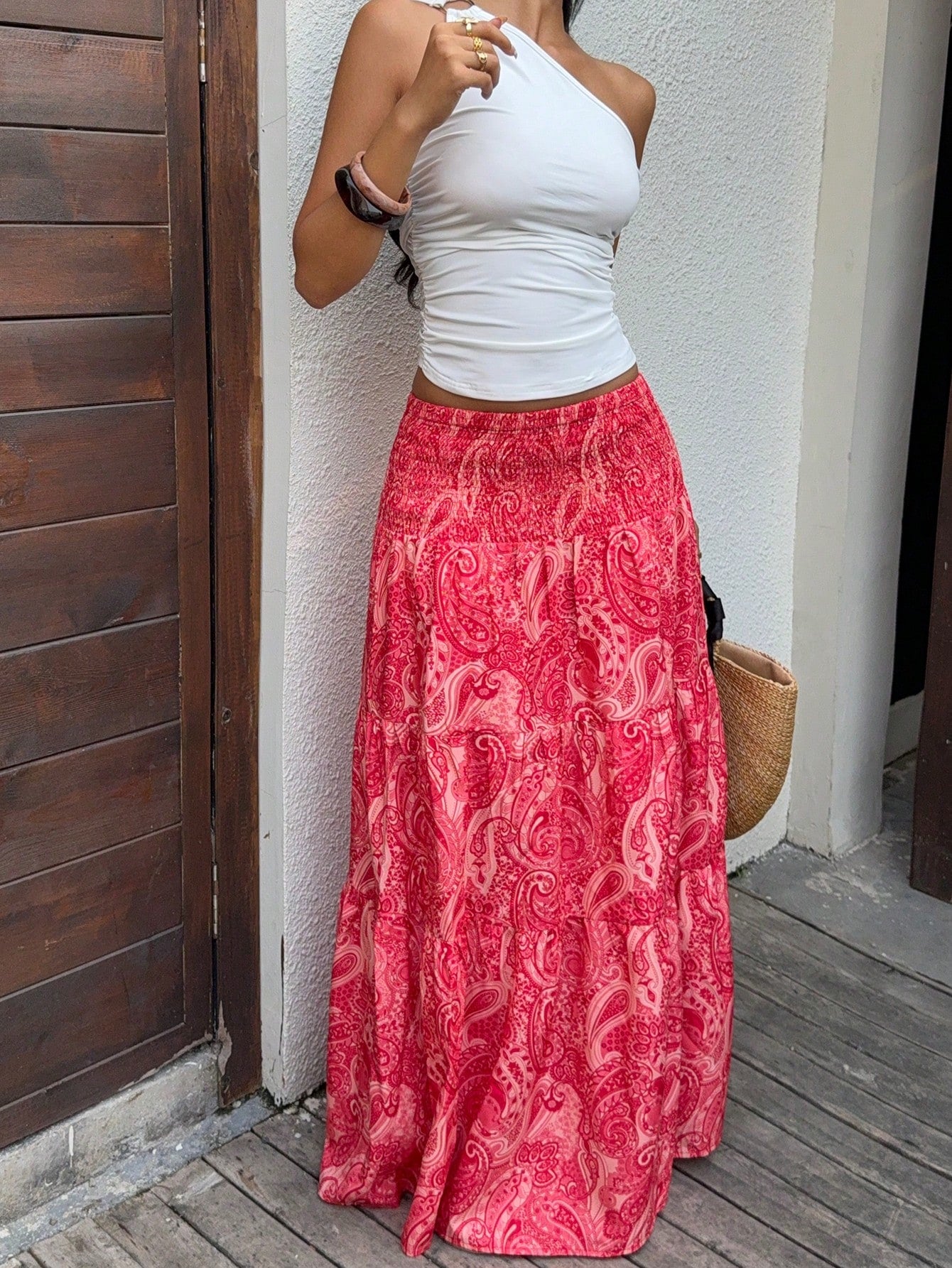 Sunnyshic Women's Bohemian Print Skirt, Casual Holiday Daily Wear