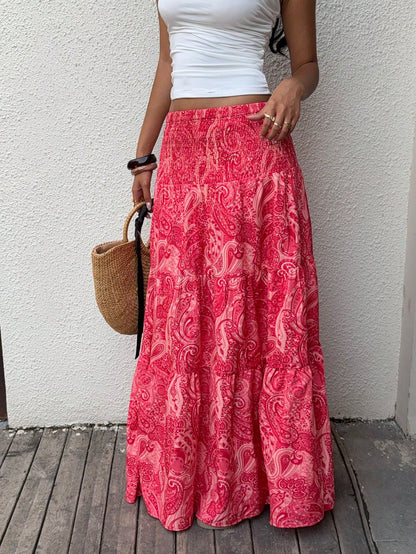 Sunnyshic Women's Bohemian Print Skirt, Casual Holiday Daily Wear