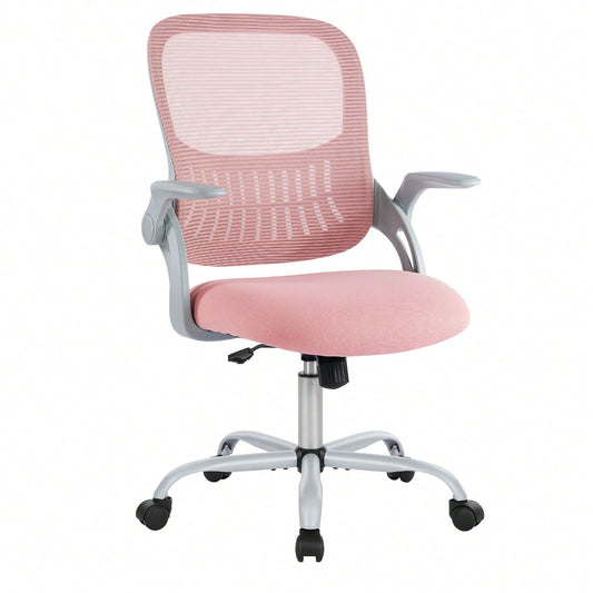 Sweetcrispy Office Chair, Desk Chair, Ergonomic Home Office Desk Chairs, Computer Chair With Flip Up Armrests, Mesh Desk Chairs With Wheels, Office Desk Chair, Mid-Back Task Chair With Ergonomic Lumba