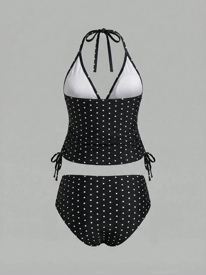Sweetra CURVE Plus Size Women's Sweet Polka Dot Print Beach Vacation Bikini Set Summer