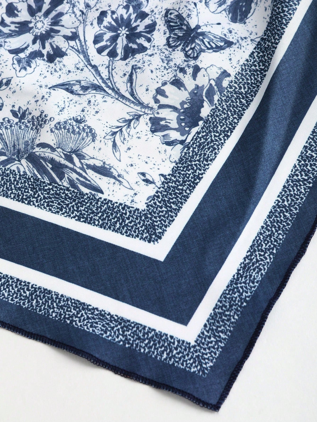 Sweetra French Retro Navy Blue Printed Bandana Sexy Scarf Triangle Scarf, Women Top