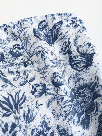 Sweetra French Retro Navy Blue Printed Bandana Sexy Scarf Triangle Scarf, Women Top