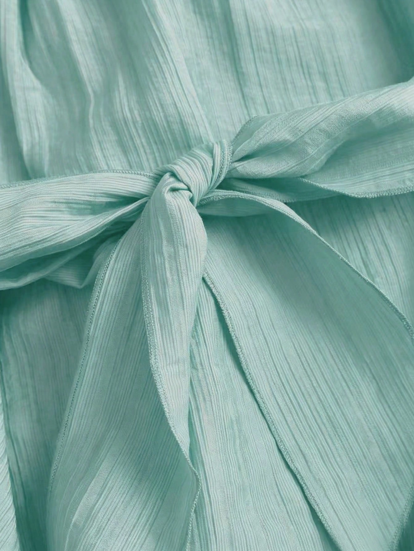 Sweetra Mint Green Women's Summer Boho Elegant Holiday Vacation Holiday French Retro Stripe Textured Ruffle Splice Wooden Button Petal Sleeve Short Shirt