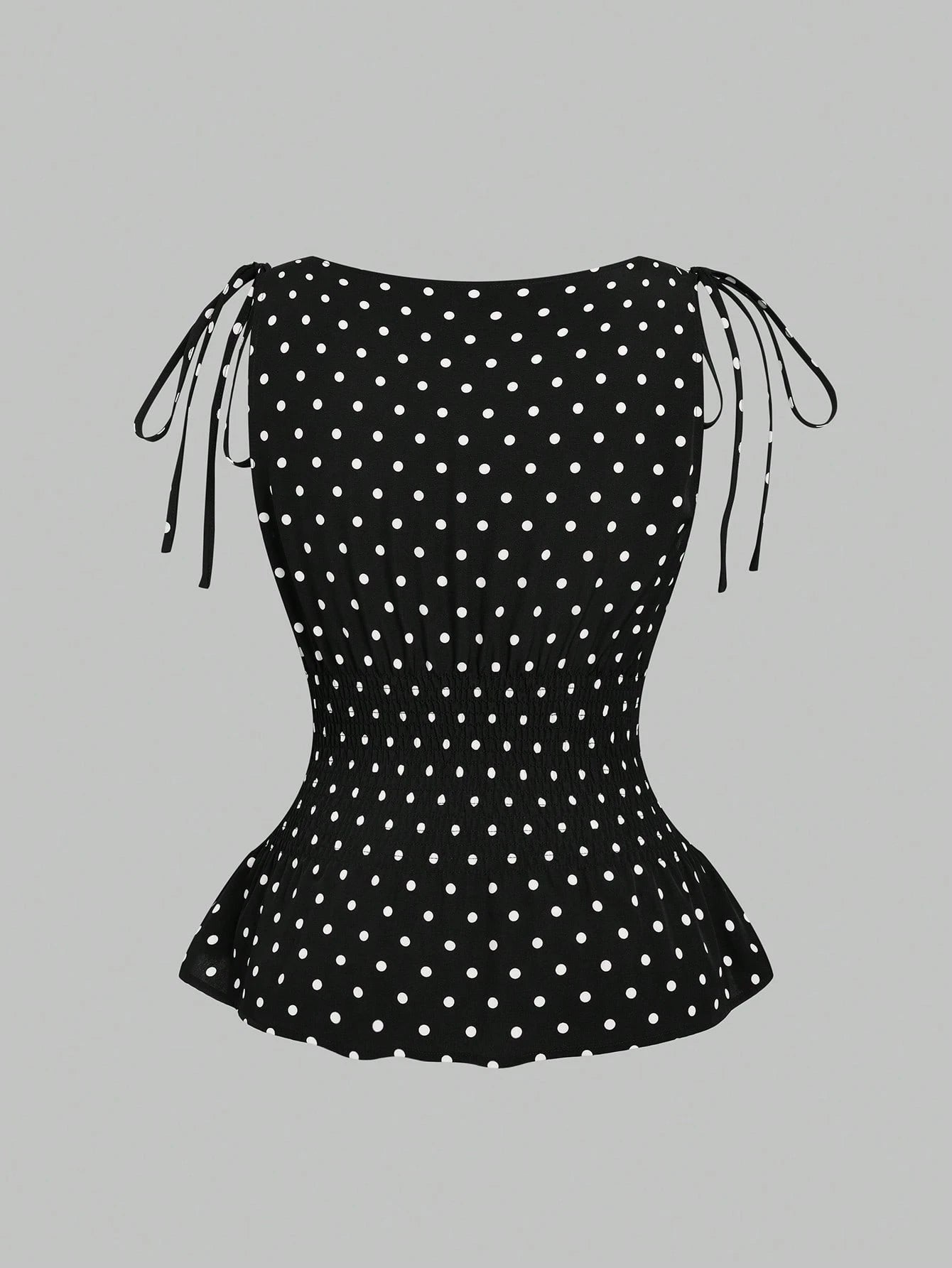 Sweetra Plus Size Women's Vintage Elegant French Cute Black & White Polka Dot 1920s Flapper Bow Strap Waist Cinched Camisole,Summer Everyday Top