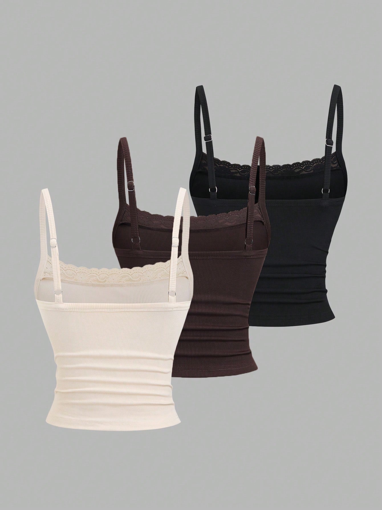 Sweetra Pure Sweet Hot Girl Cute Sweet Elegant Music Festival Vacation Casual All-Match Daily Date Versatile Work School Inner Layer Tight White Pink Black Lace Camisole Cropped Backless Top