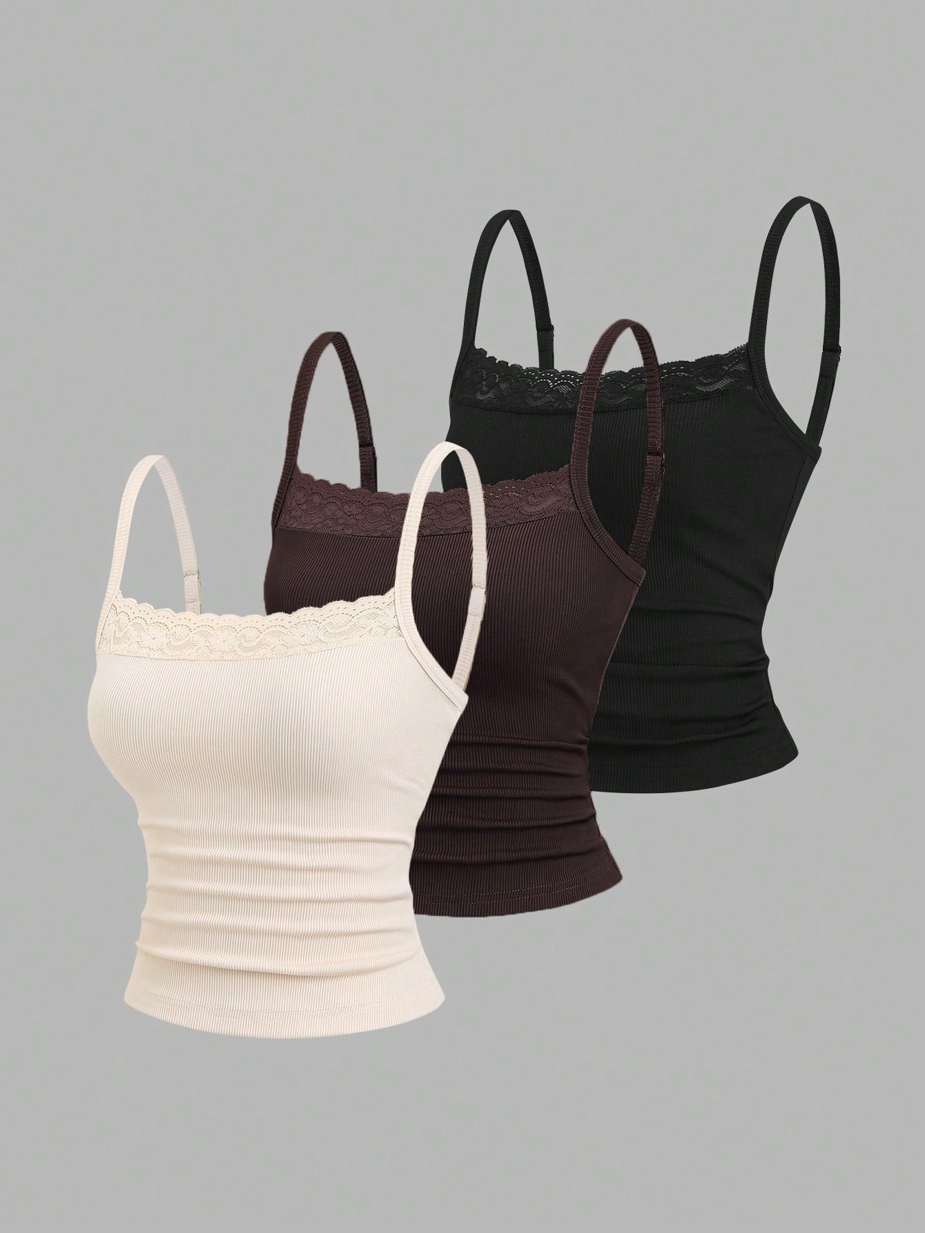 Sweetra Pure Sweet Hot Girl Cute Sweet Elegant Music Festival Vacation Casual All-Match Daily Date Versatile Work School Inner Layer Tight White Pink Black Lace Camisole Cropped Backless Top