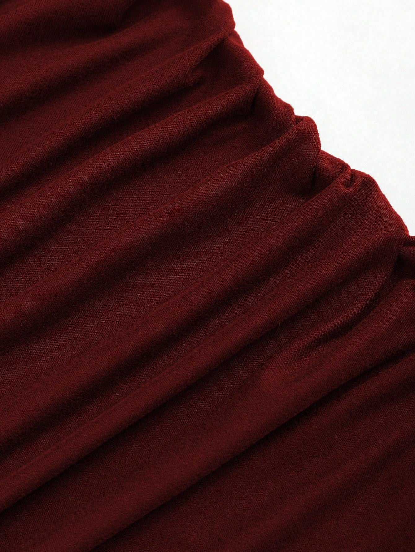 Sweetra Solid Color Pleated Circular Decor Strapless Sleeveless Burgundy Dress Maxi Women Outfit