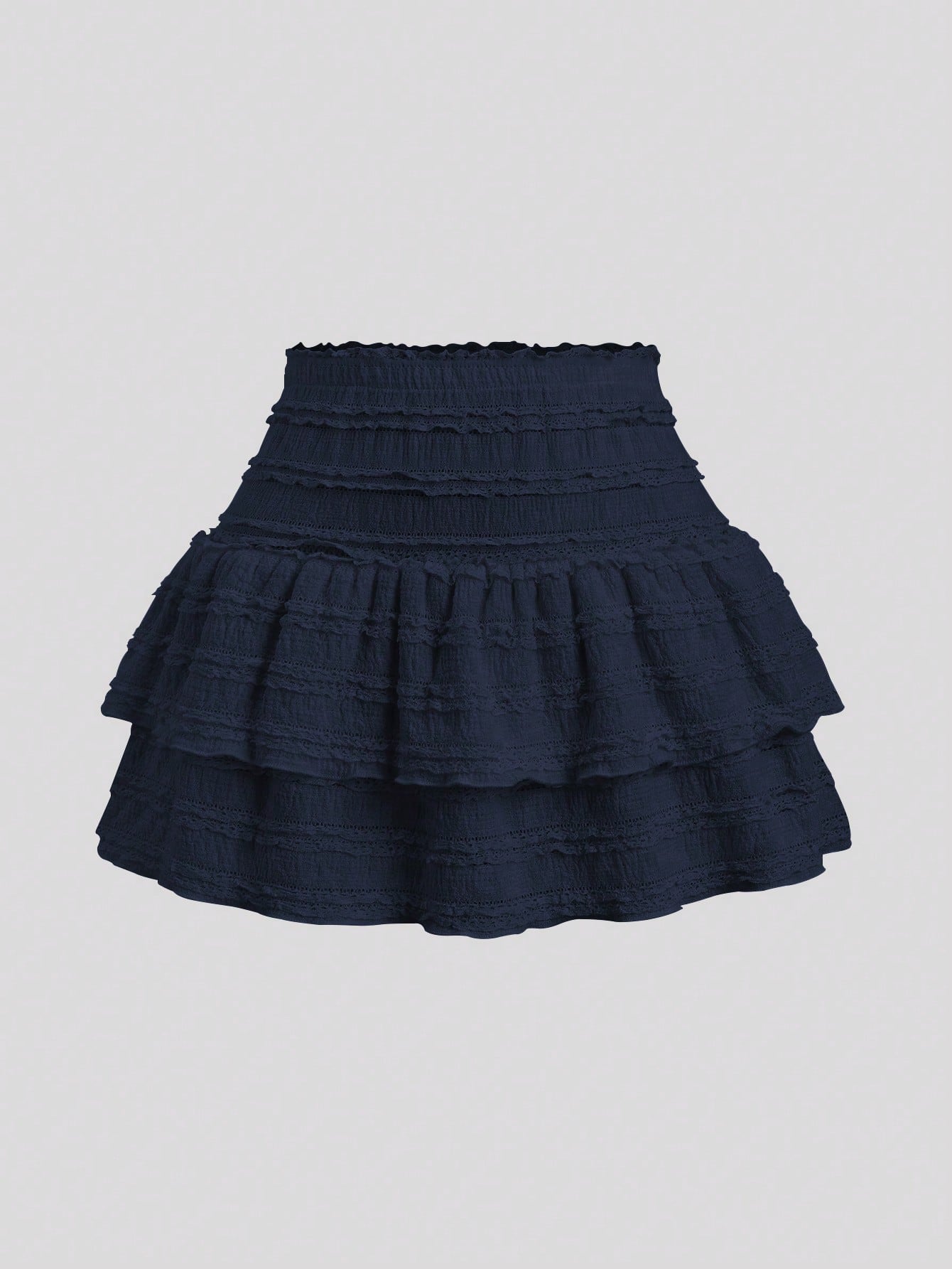 Sweetra Solid Color Ruffle Trim Double Layered Hem Skirt, Casual & Resort Y2K Mini Short Skirt