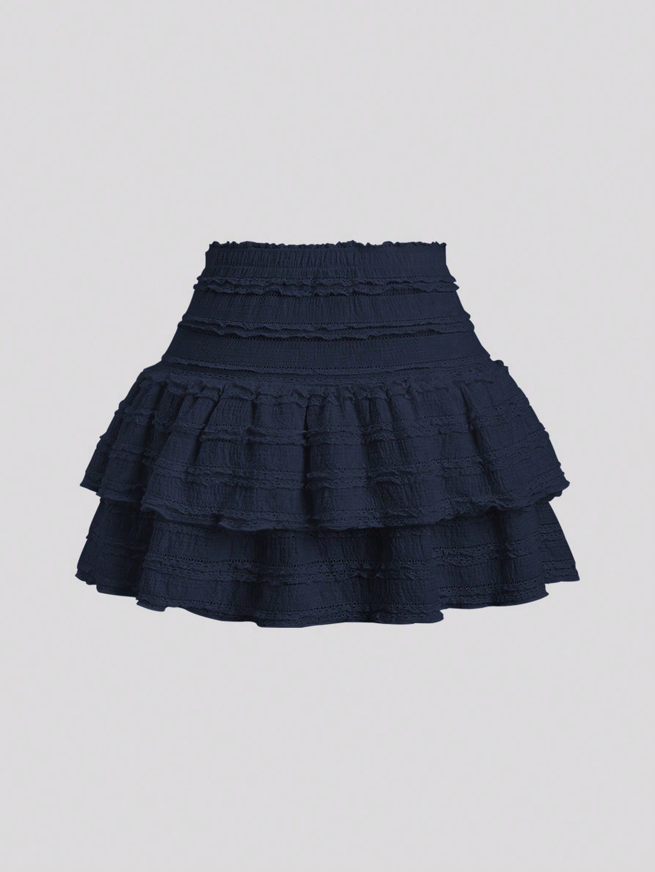 Sweetra Solid Color Ruffle Trim Double Layered Hem Skirt, Casual & Resort Y2K Mini Short Skirt
