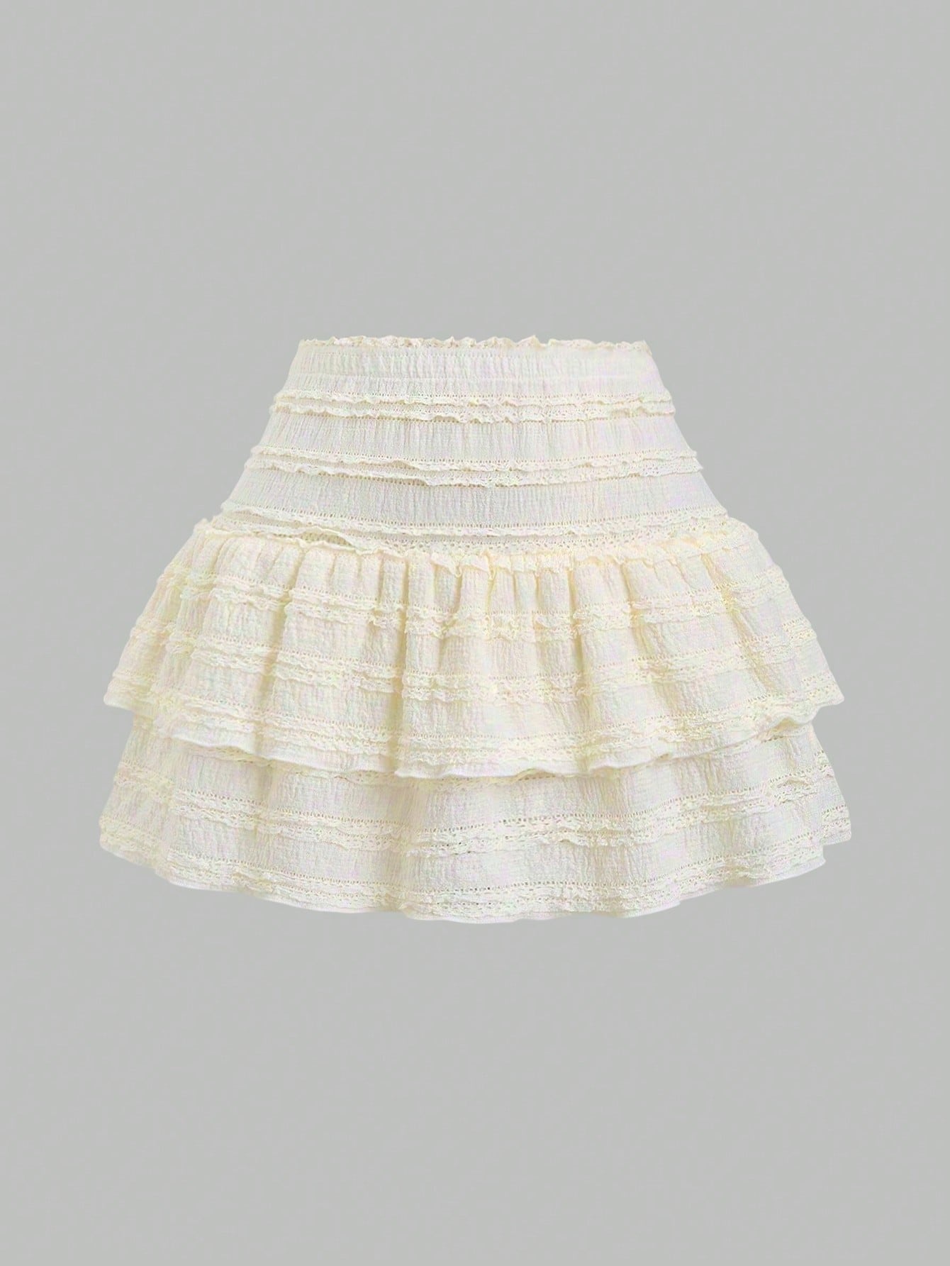 Sweetra Solid Color Ruffle Trim Double Layered Hem Skirt, Casual & Resort Y2K Mini Short Skirt