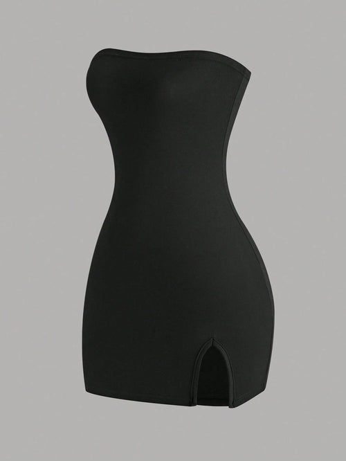 Sweetra Women'S Black Strapless Dress Mini Short Women Outfit