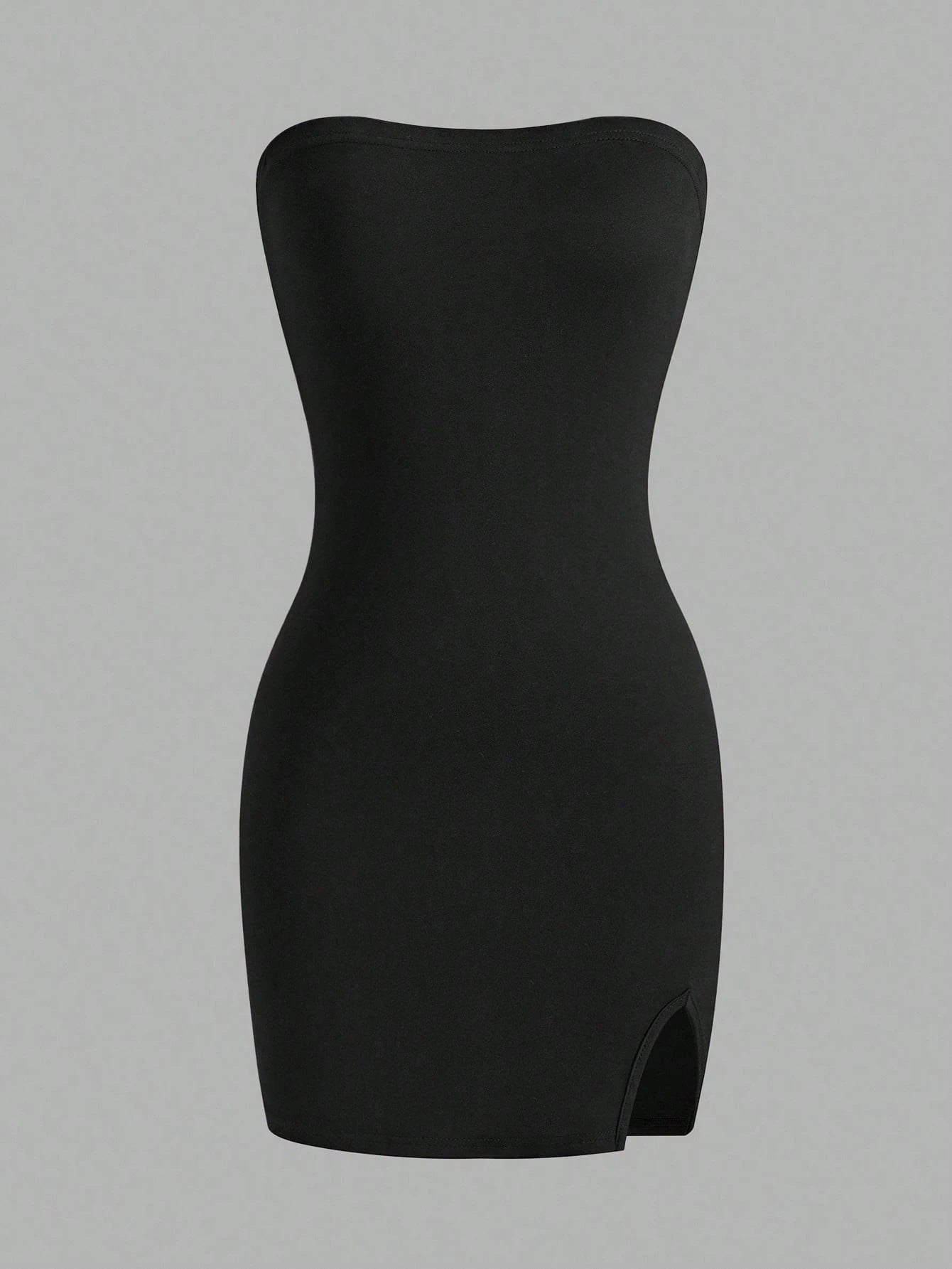 Sweetra Women'S Black Strapless Dress Mini Short Women Outfit