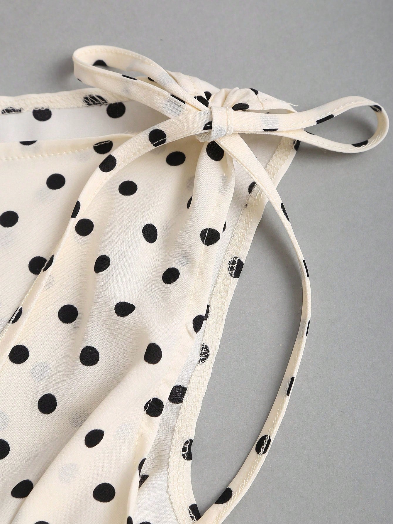 Sweetra Women's Elegant Dotted Bow Tied Shoulder Waist Drawstring Slim Fit Casual Daily Commute Versatile Tank Top, Spring/Summer Polka Dot Polka Dots