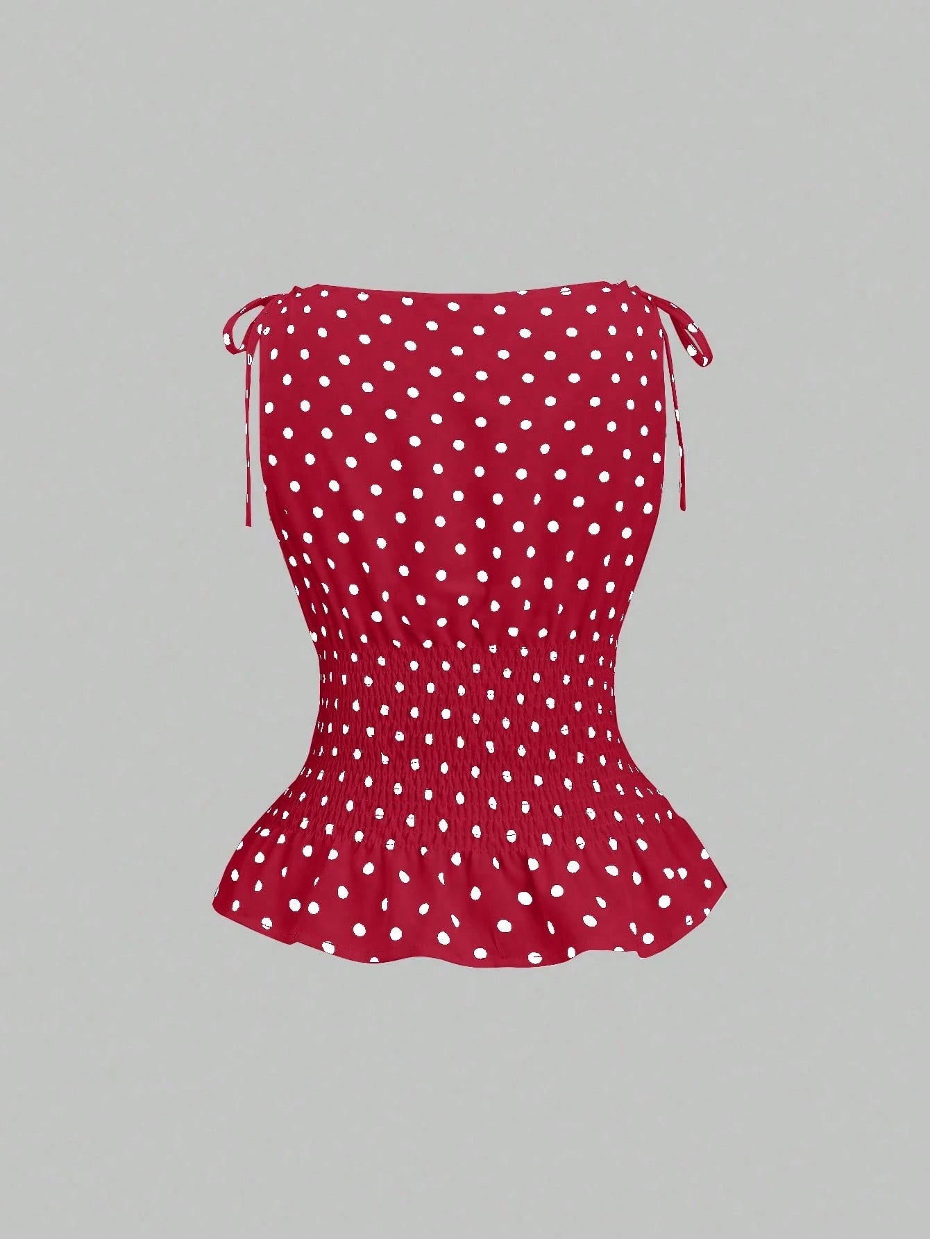 Sweetra Women's Elegant Dotted Bow Tied Shoulder Waist Drawstring Slim Fit Casual Daily Commute Versatile Tank Top, Spring/Summer Polka Dot Polka Dots