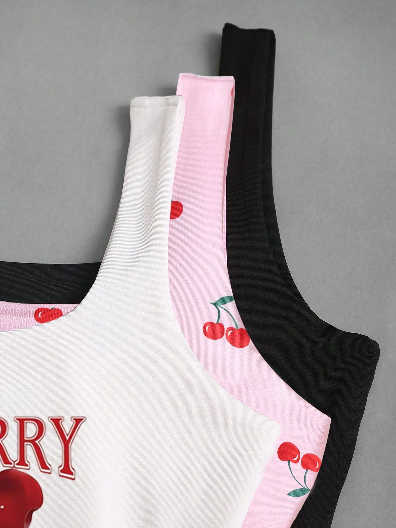 Sweetra Women's Square Neck Cherry Print Ruched Casual Tank Top, Summer