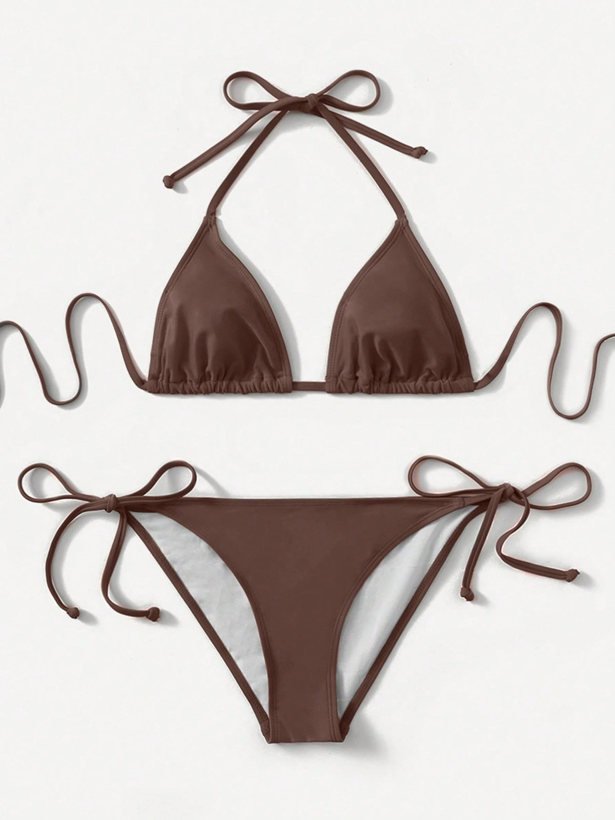 Swim Basics Vacation Beach Solid Color Bikini Set Summer