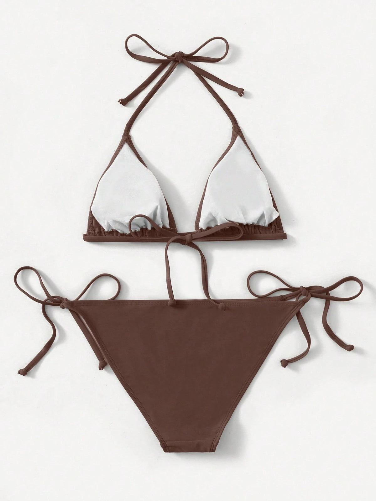 Swim Basics Vacation Beach Solid Color Bikini Set Summer