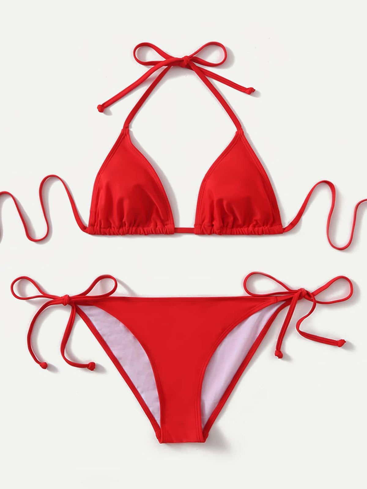 Swim Basics Vacation Beach Solid Color Bikini Set Summer