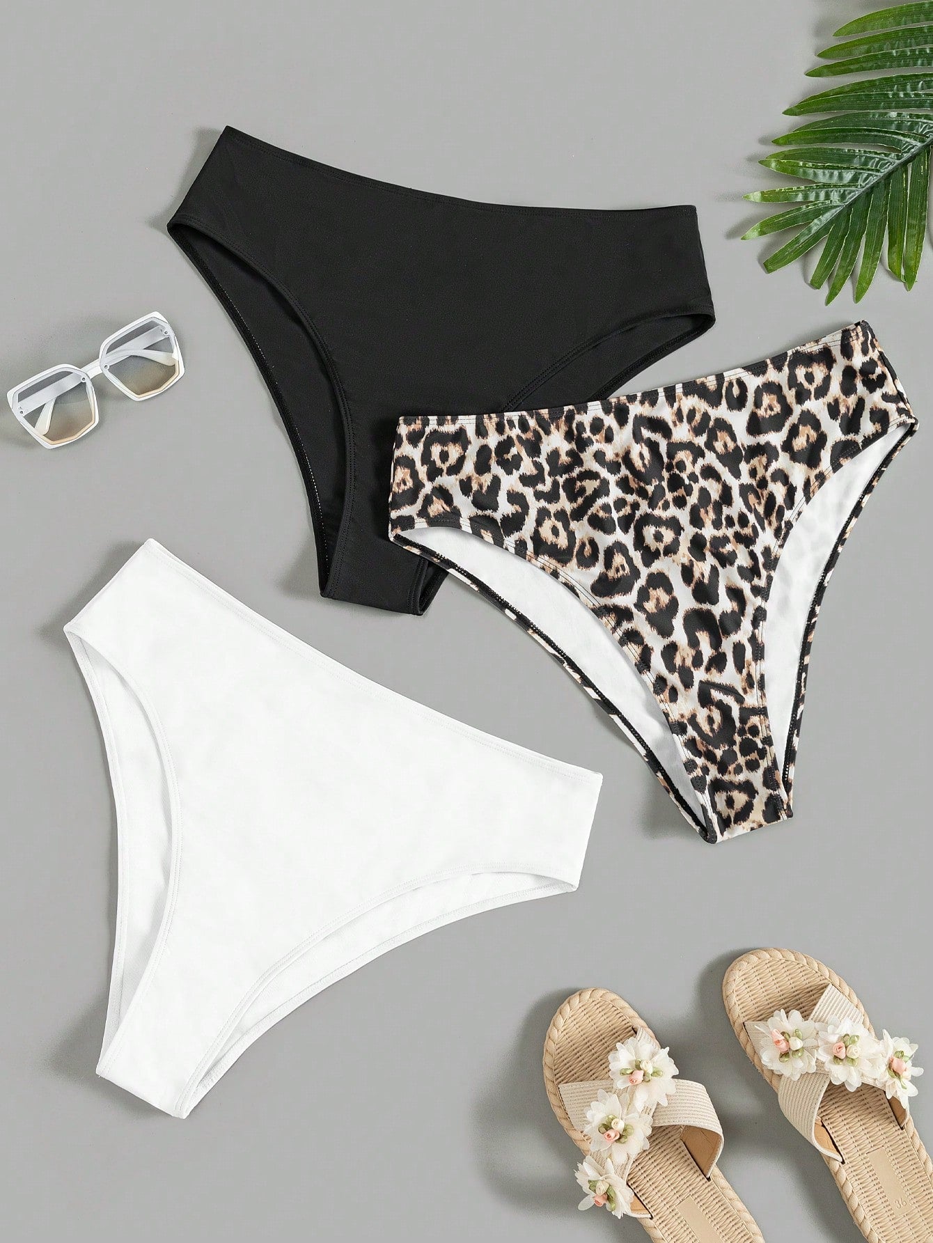 Swim Curve 2025 3pcs Plus Size Women Assorted Floral Print Swimwear Bottoms, For Summer Beach Vacation