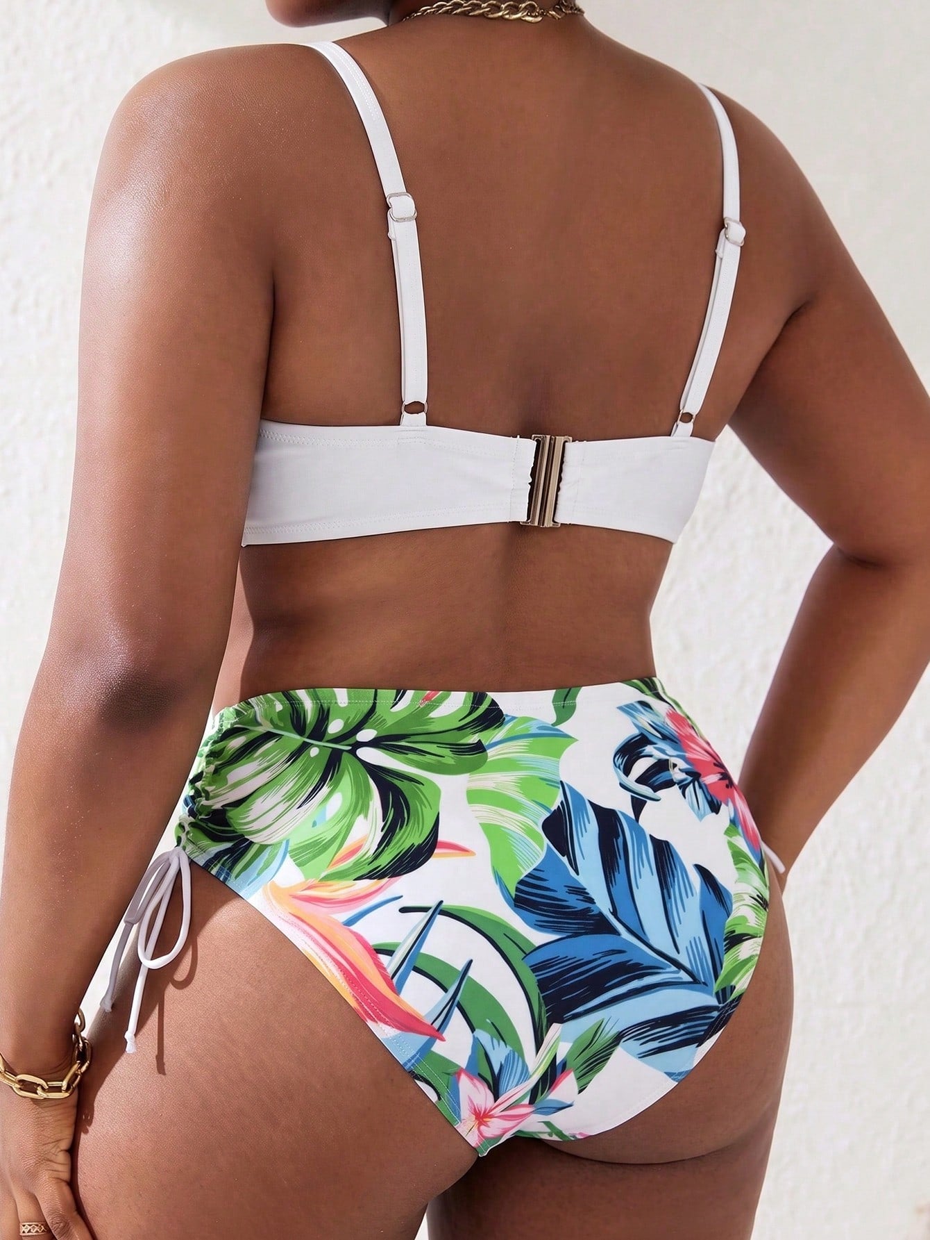 Swim Curve Plus Size Women 2 Pieces High Waist Floral Bikini Set With Underwire Removable Padding, Summer Swimwear