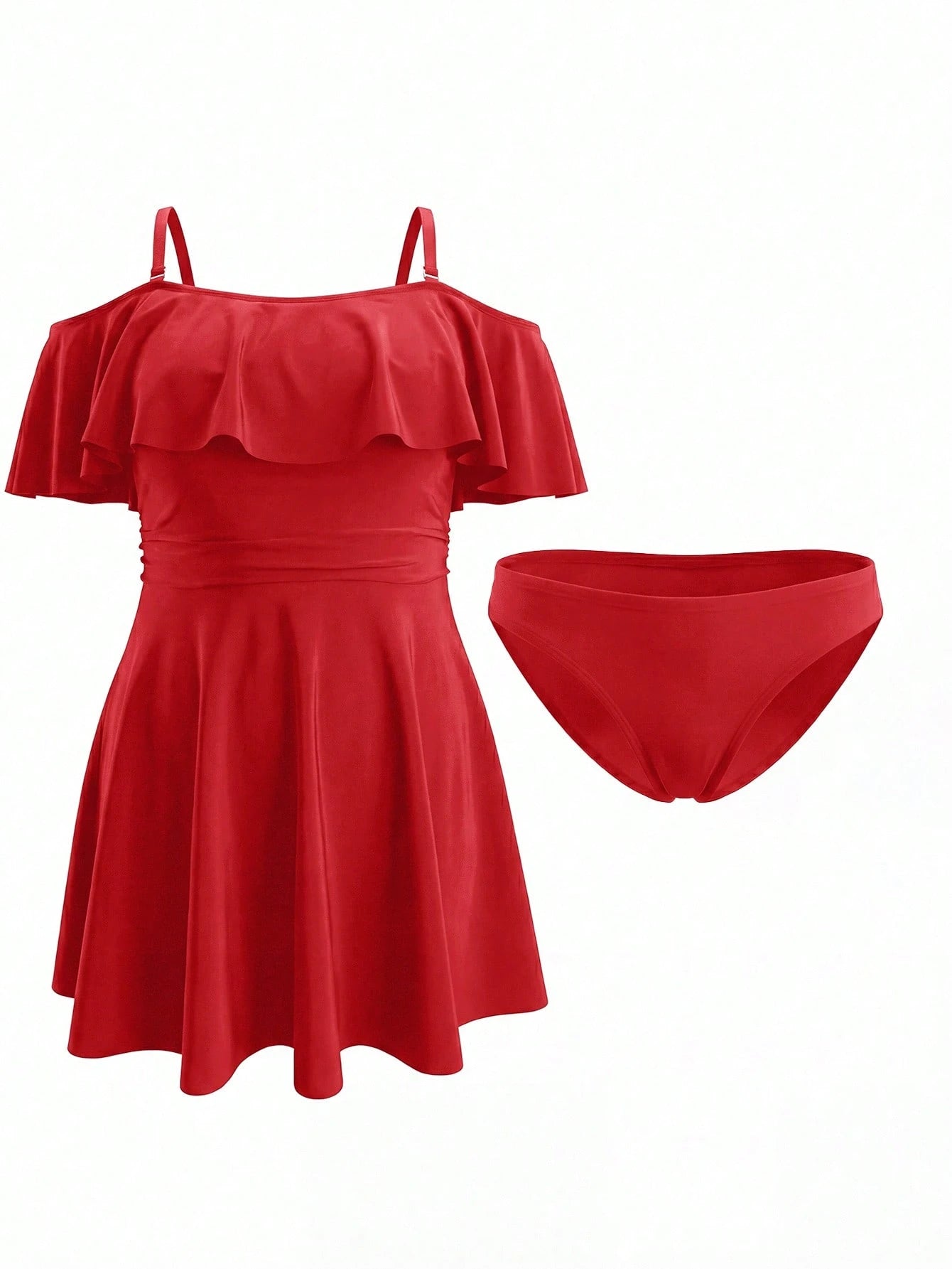 Swim Lushoire 2026 New Summer Beach Vacation Casual Plus Size Swimsuit Skirt, Red