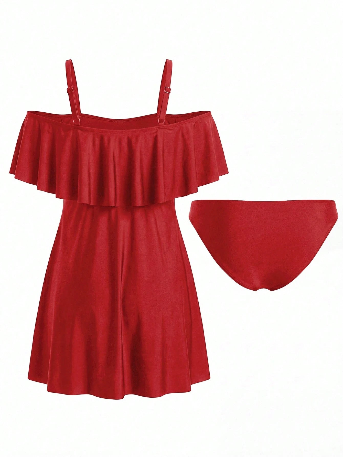 Swim Lushoire 2026 New Summer Beach Vacation Casual Plus Size Swimsuit Skirt, Red
