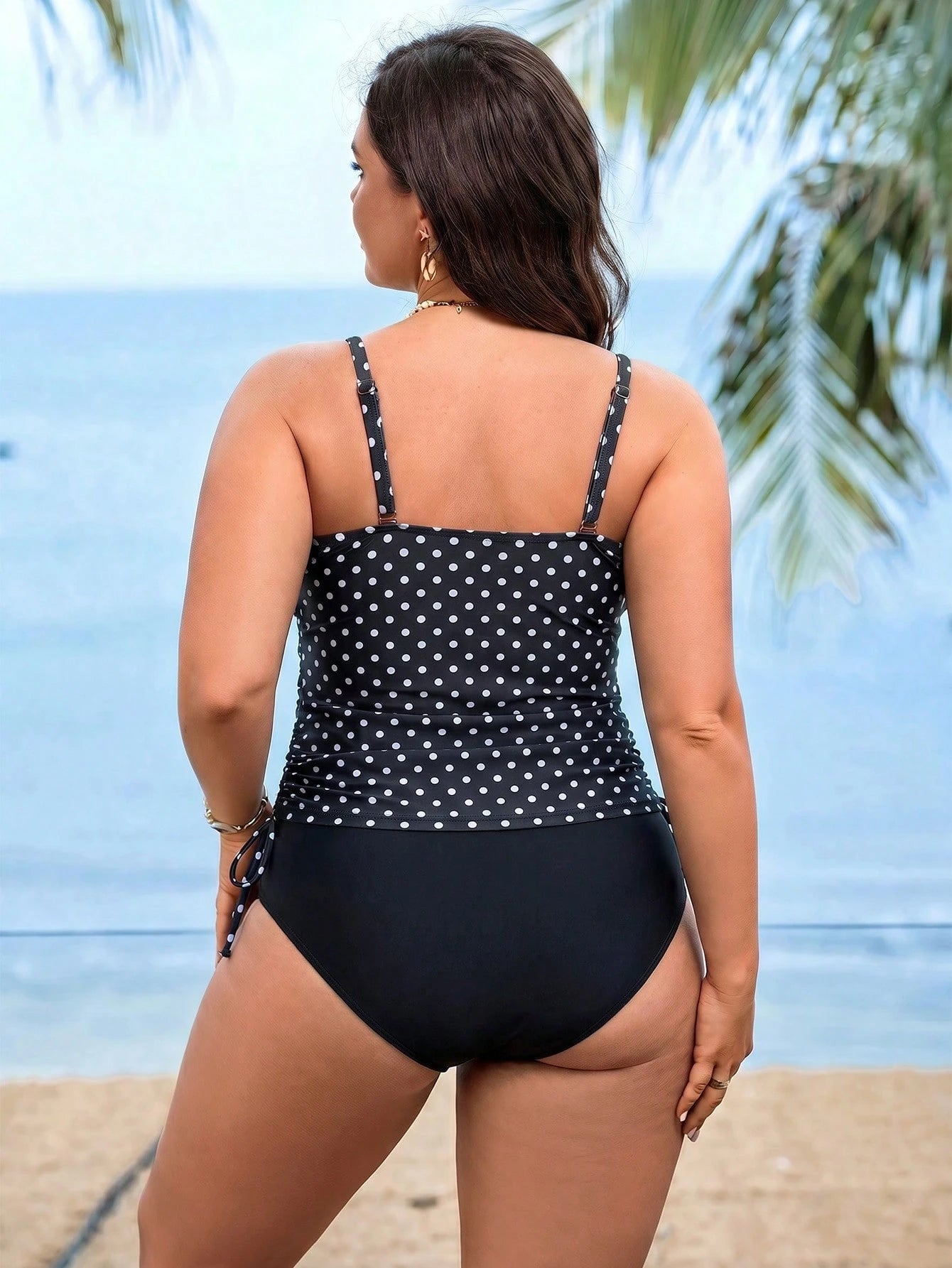 Swim Lushoire Plus Size Women 2 Pieces Leopard Print Camisole Tankini Swimsuit With Tummy Coverage For Beach Vacation