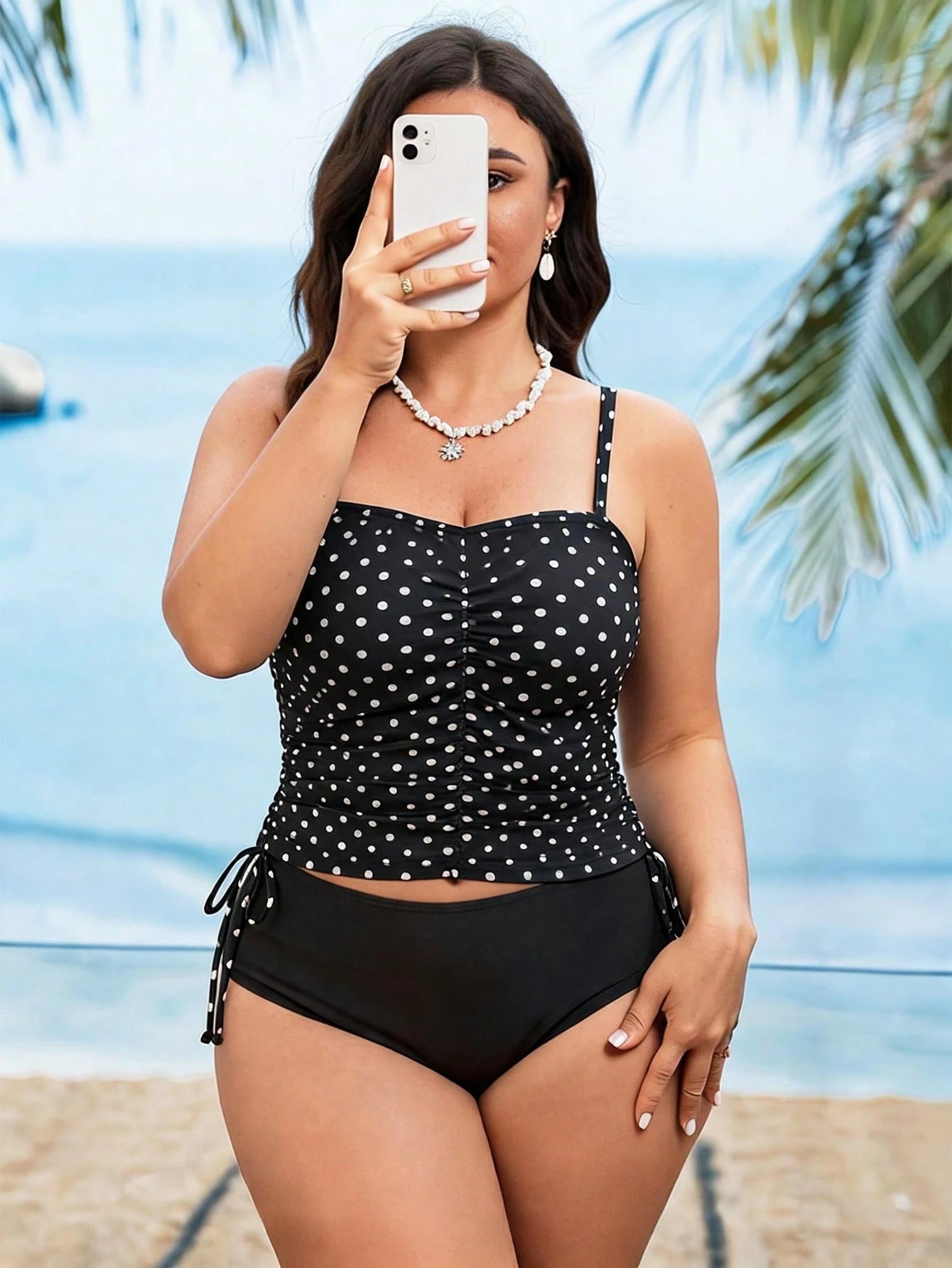 Swim Lushoire Plus Size Women 2 Pieces Leopard Print Camisole Tankini Swimsuit With Tummy Coverage For Beach Vacation