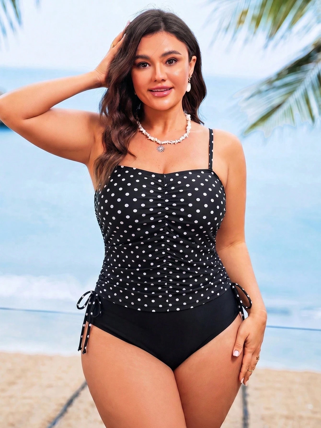 Swim Lushoire Plus Size Women 2 Pieces Leopard Print Camisole Tankini Swimsuit With Tummy Coverage For Beach Vacation