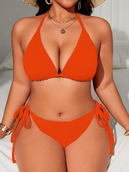 Swim Lushoire Plus Size Women Halter Neck Tankini Swimwear For Summer Beach Vacation