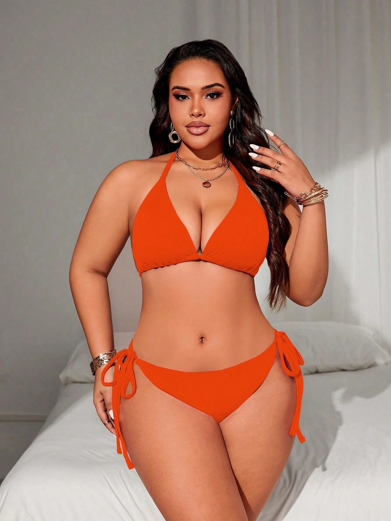 Swim Lushoire Plus Size Women Halter Neck Tankini Swimwear For Summer Beach Vacation