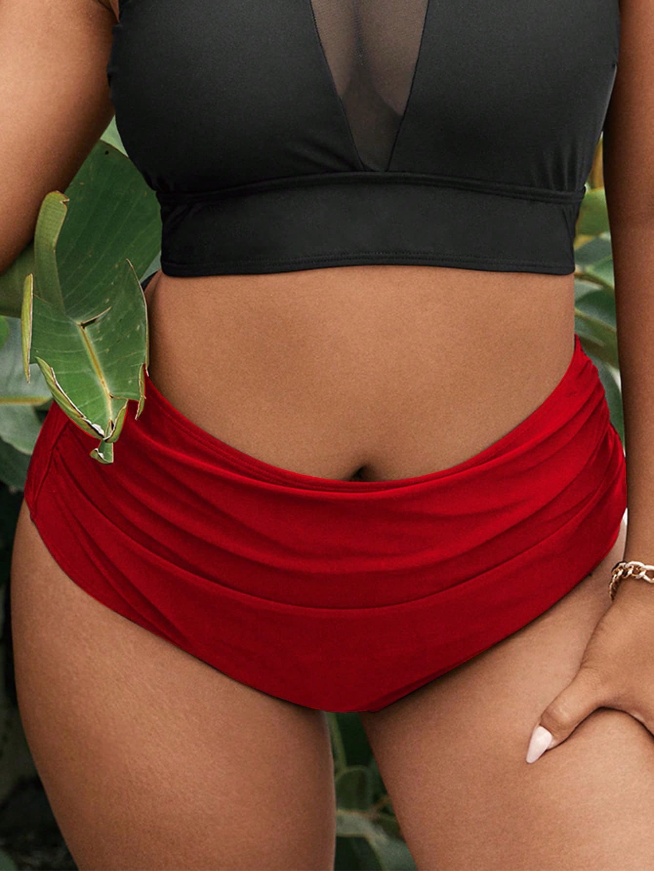 Swim Lushoire Plus Size Women High Waist Swimwear Bottom For Summer Beach Vacation