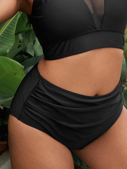 Swim Lushoire Plus Size Women High Waist Swimwear Bottom For Summer Beach Vacation
