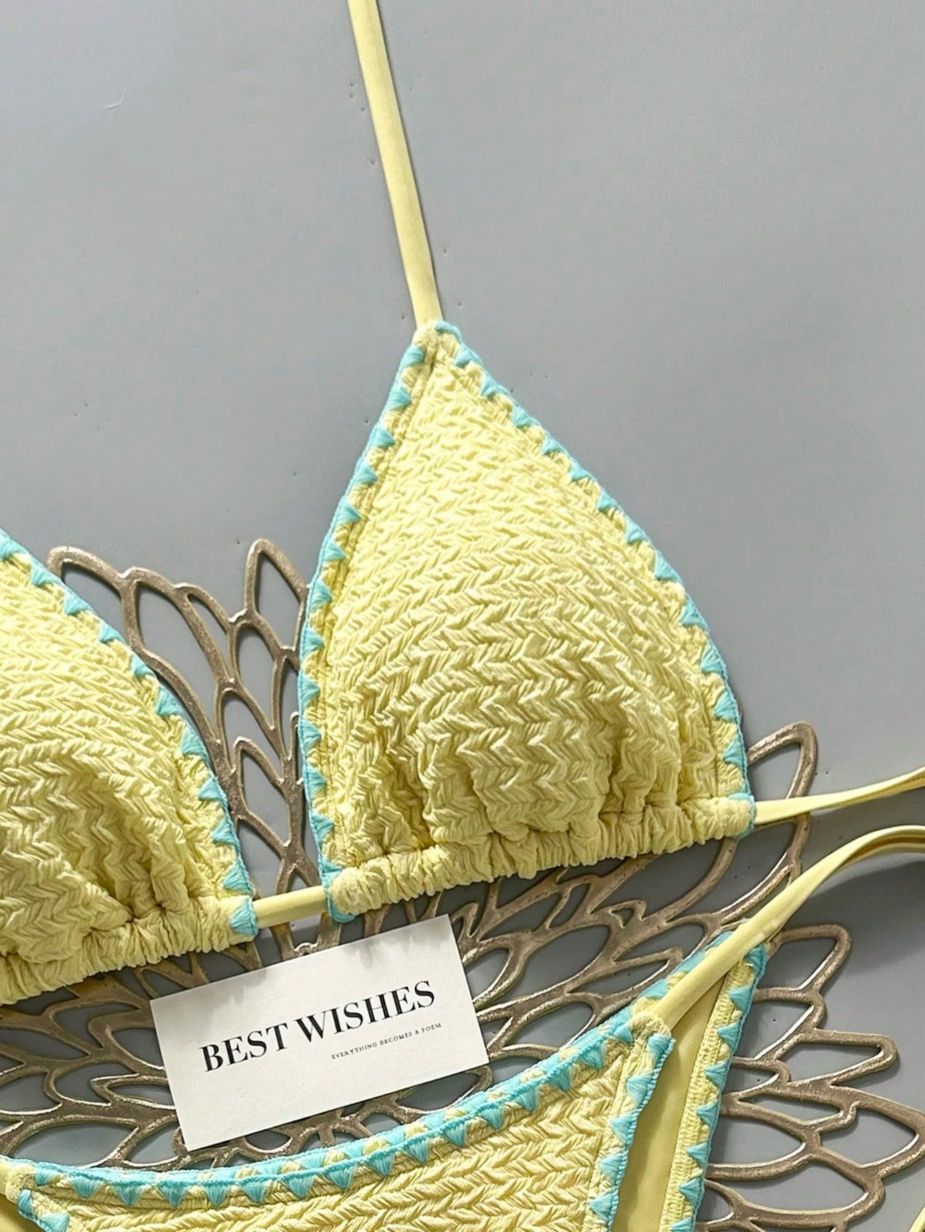 Swim Mod 2026 Spring/Summer Women's Halter Tied Bikini,Yellow Cute Separate Swimwear,Gorgeous Ambiance Hot Spring Casual Beach Holiday Vacation & Holiday