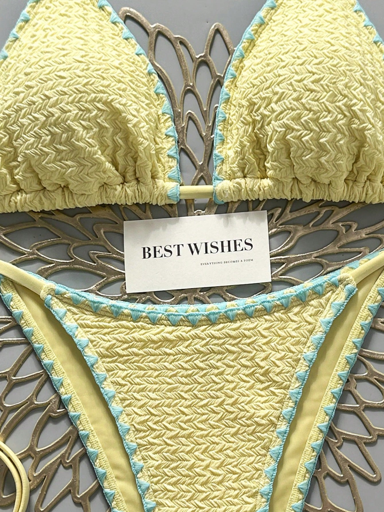 Swim Mod 2026 Spring/Summer Women's Halter Tied Bikini,Yellow Cute Separate Swimwear,Gorgeous Ambiance Hot Spring Casual Beach Holiday Vacation & Holiday