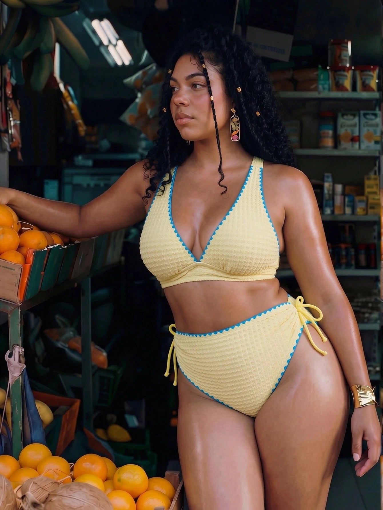 Swim Mod Plus Size Women 2-Piece Random Fabric Casual Swimsuit Set