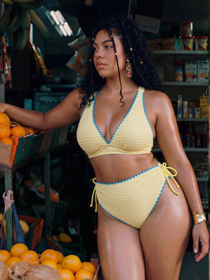 Swim Mod Plus Size Women 2-Piece Random Fabric Casual Swimsuit Set