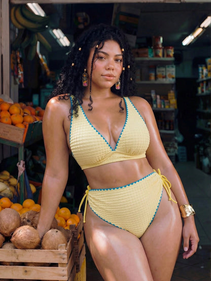 Swim Mod Plus Size Women 2-Piece Random Fabric Casual Swimsuit Set