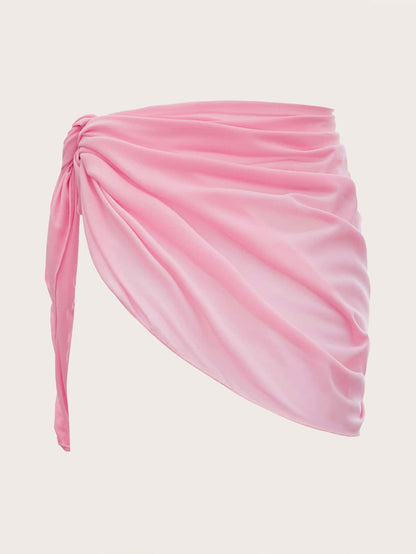 Swim Mod Women's Hot Pink Sheer Fabric Plain Regular Length Sexy Sarong Cover Up
