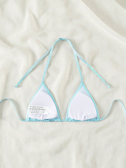 Swim Mod Women Summer Beach Laser Halter Neck Triangle Bikini Top For Beach Holiday