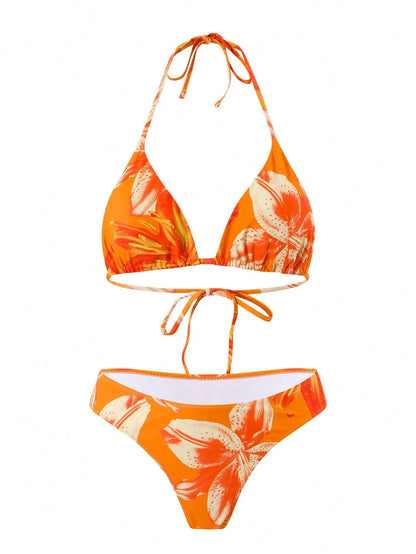 Swim Oasis 2026 Spring/Summer New Women's Plus Size Fashion Sexy Random Digital Print Two-Piece Swimsuit Set + One-Piece Dress Premium Beachwear Set