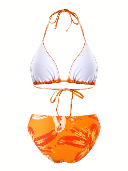 Swim Oasis 2026 Spring/Summer New Women's Plus Size Fashion Sexy Random Digital Print Two-Piece Swimsuit Set + One-Piece Dress Premium Beachwear Set