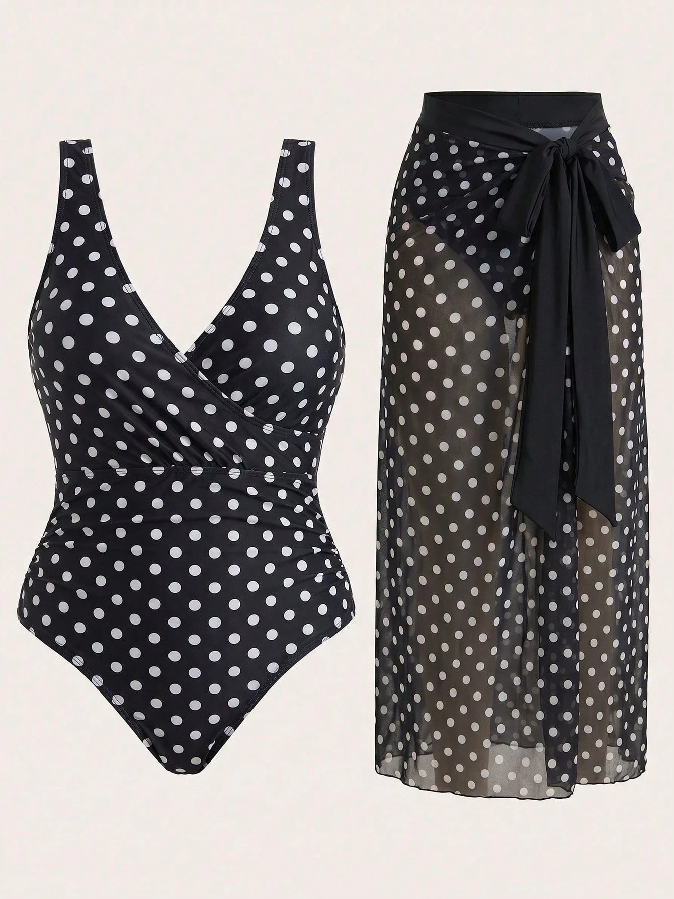 Swim Oasis Summer Beach Plus Size Floral Print V Neck One-Piece Swimsuit With Cover-Up Skirt