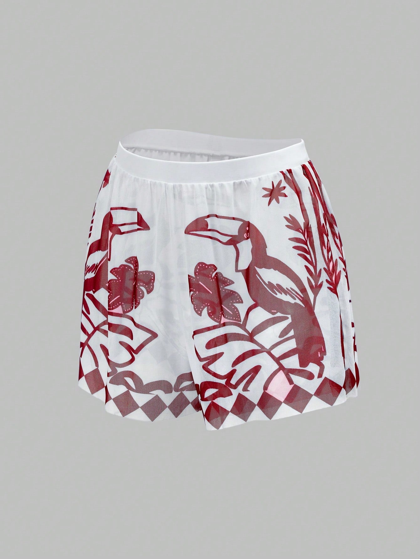 Swim Oasis Women's Tropical Plant Print Colorblock One-Piece Swimsuit And Shorts Set For Vacation Beach