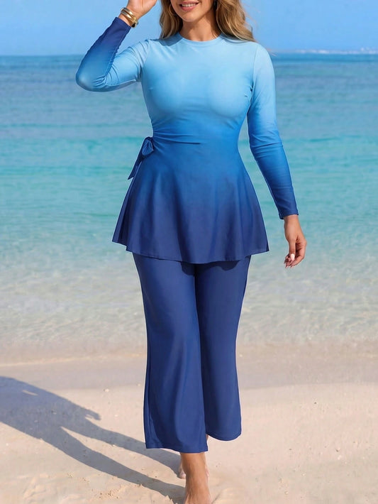 Swim Shayni Plus Size Women Gradient Solid Color Conservative Burkini