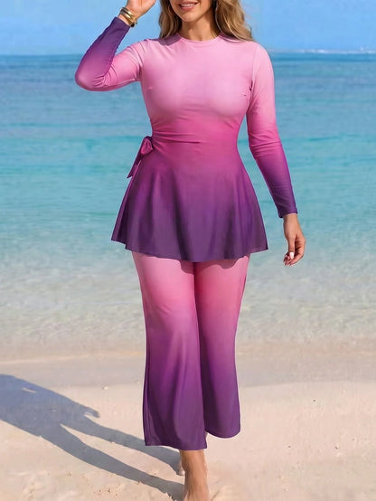 Swim Shayni Plus Size Women Gradient Solid Color Conservative Burkini