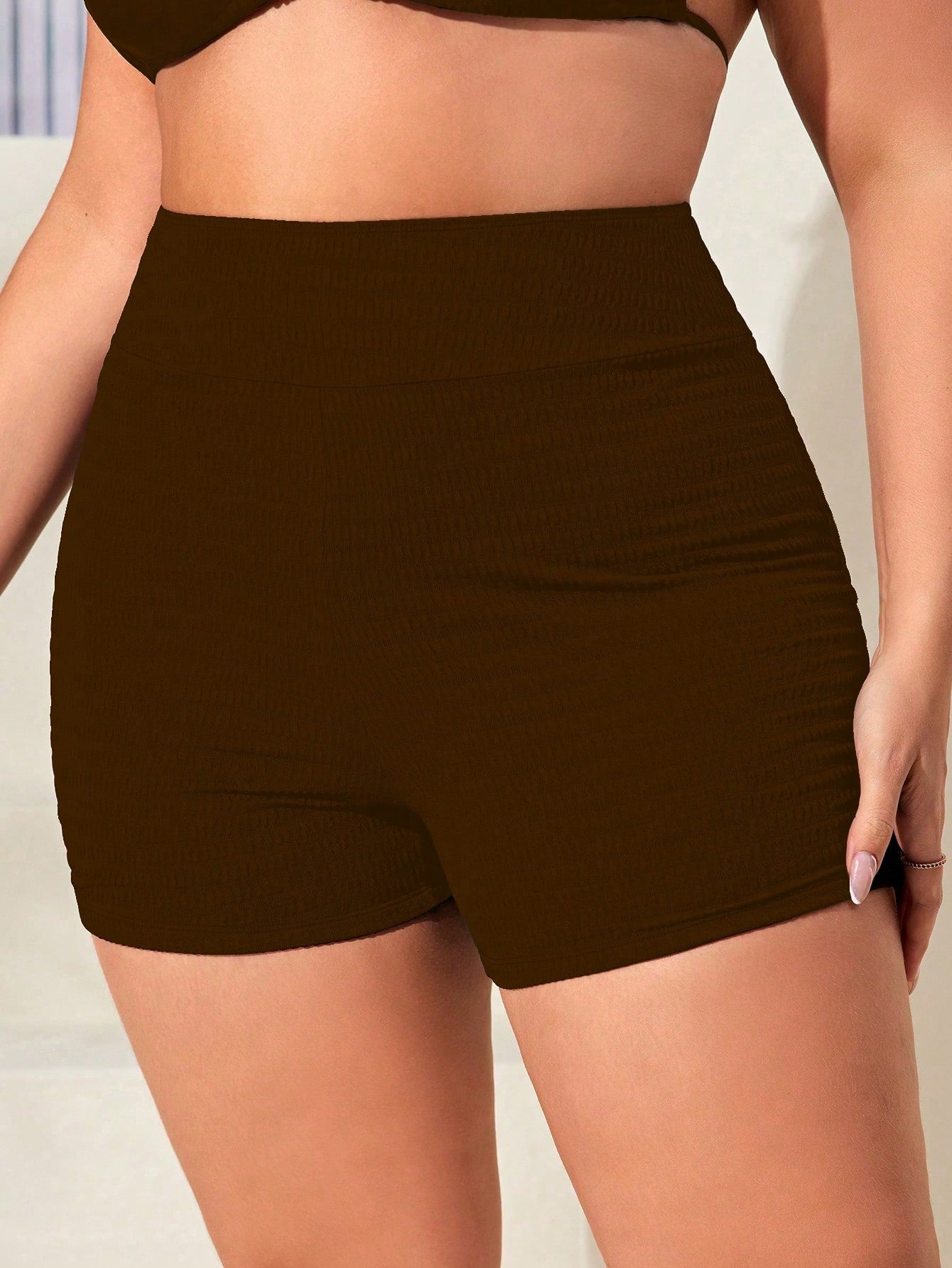 Swim SPRTY Plus Size Solid Bikini Bottom For Summer Butt Lifting Shortsseamless Shorts