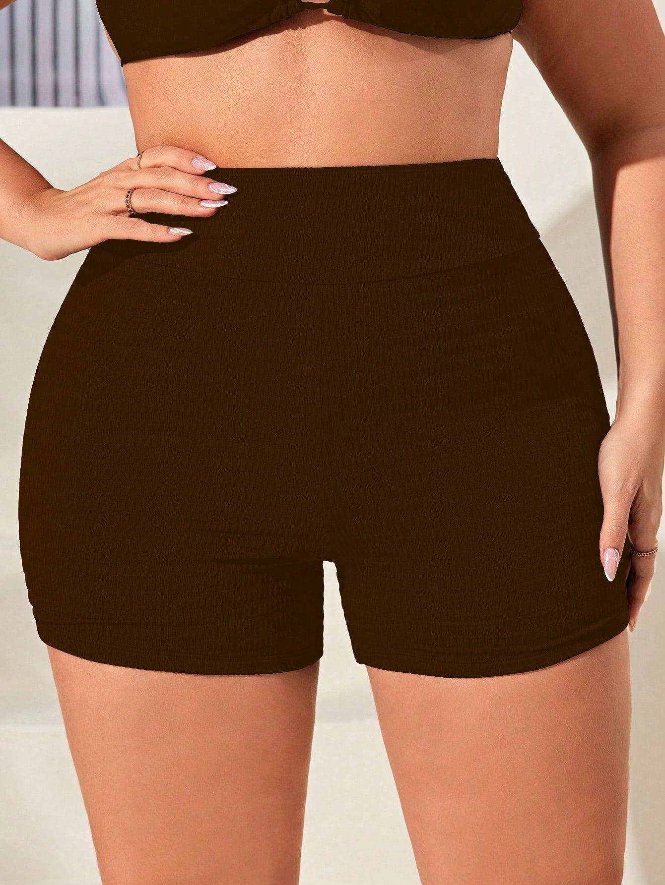 Swim SPRTY Plus Size Solid Bikini Bottom For Summer Butt Lifting Shortsseamless Shorts