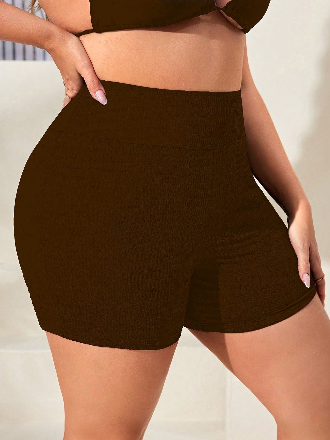 Swim SPRTY Plus Size Solid Bikini Bottom For Summer Butt Lifting Shortsseamless Shorts