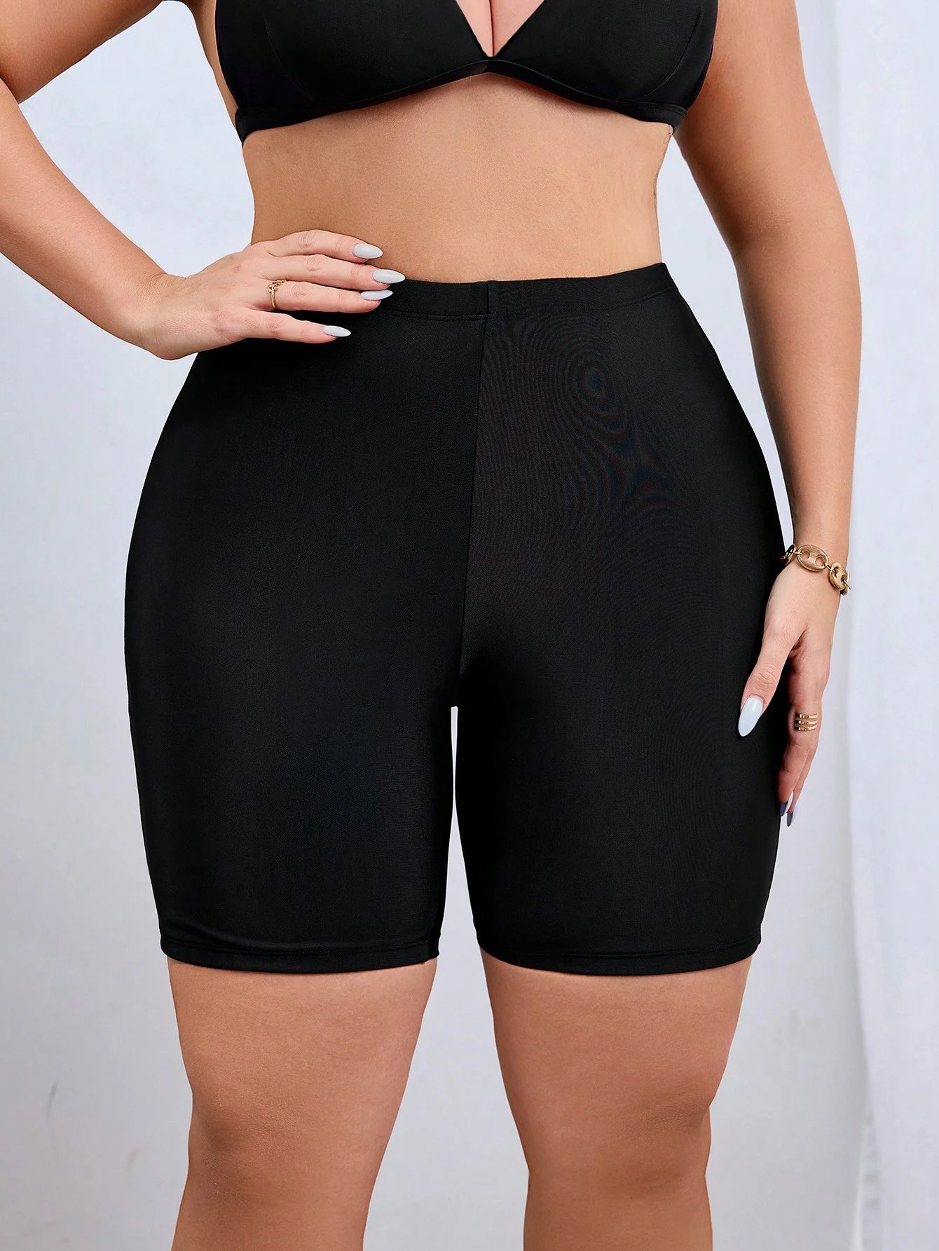 Swim SPRTY Plus Size Women's Solid Color Casual Swim Shorts Bikini Bottoms Butt Lifting Shorts Summer